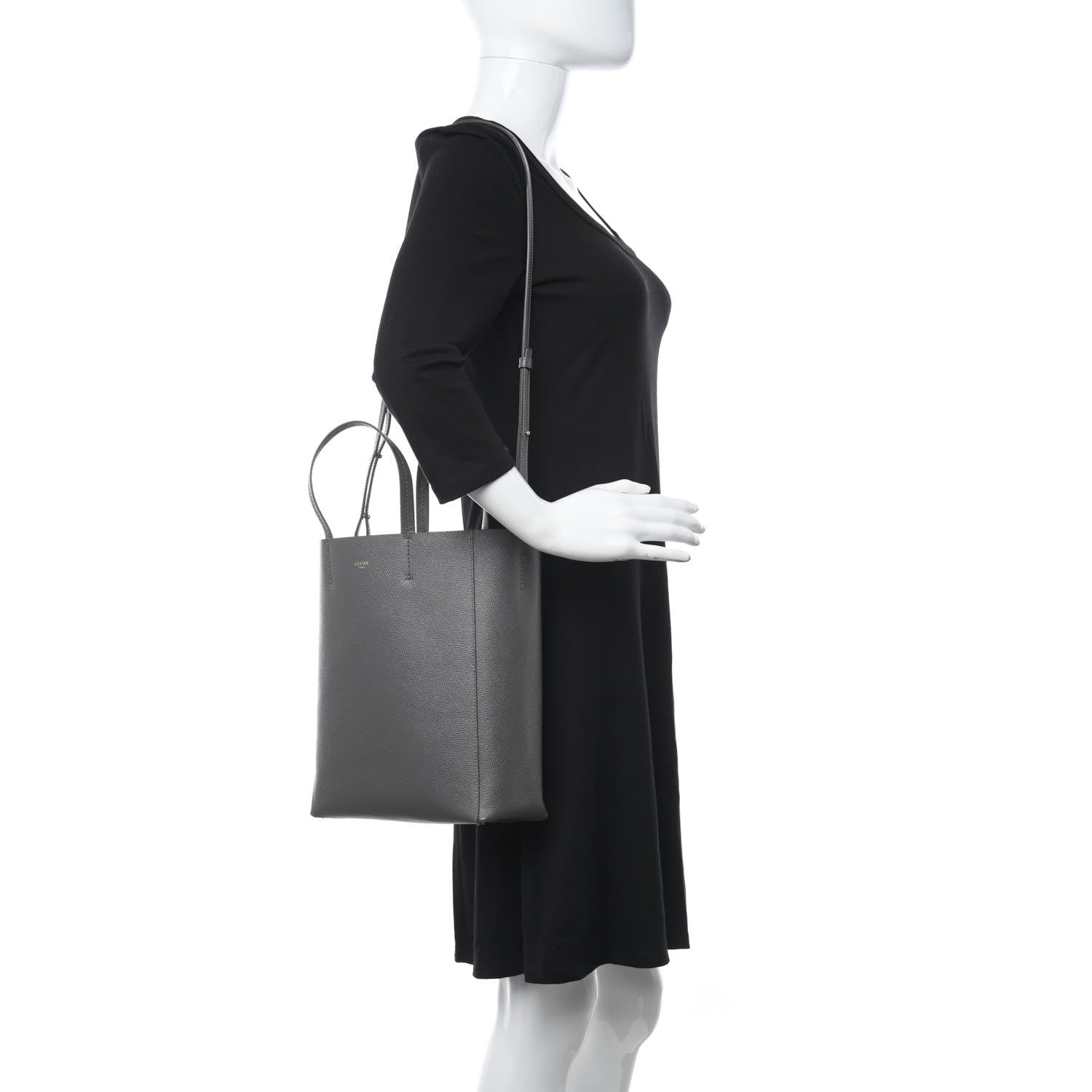 Celine Grained Calfskin Small Vertical Cabas Grey 2 of 11