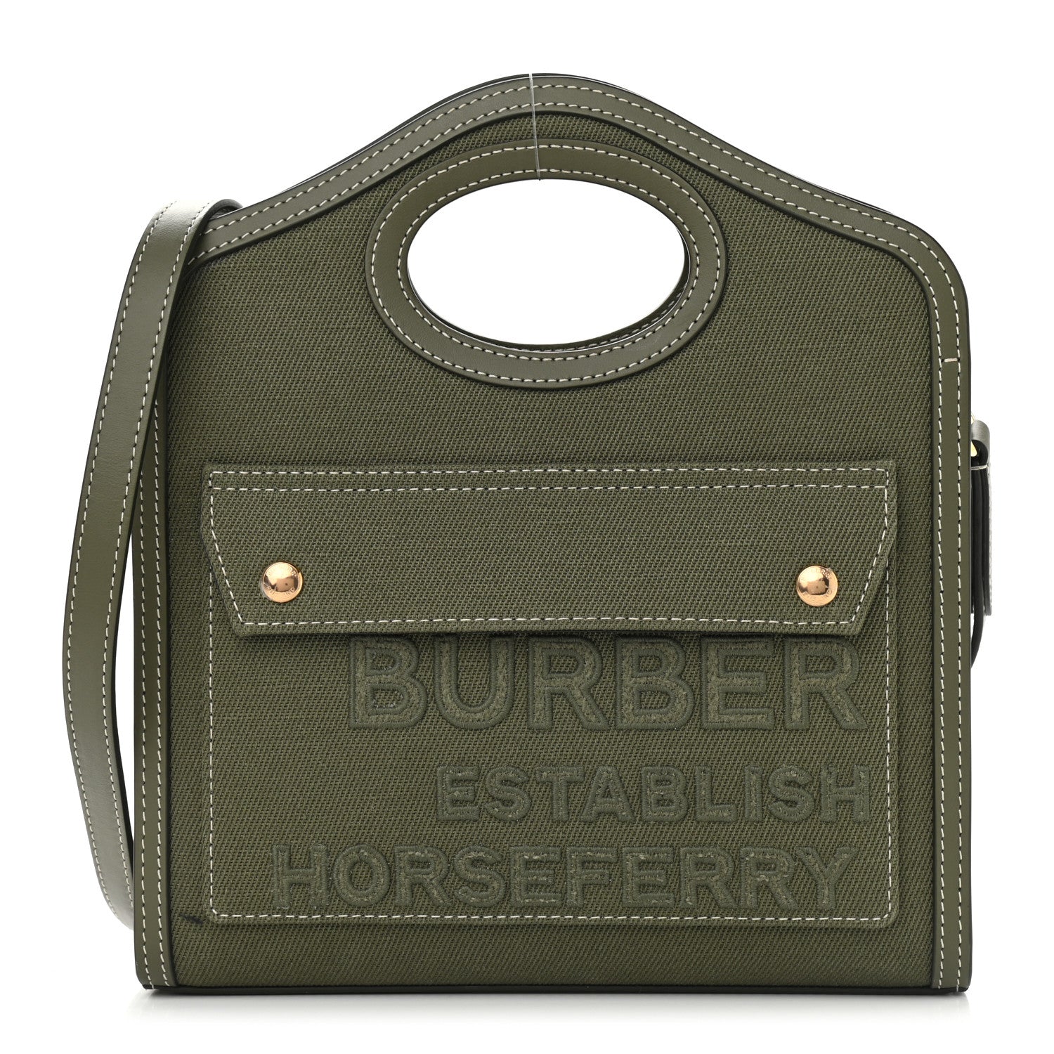 Burberry Canvas Calfskin Horseferry Print Mini Pocket Bag Dark Fern Green 1 of 9