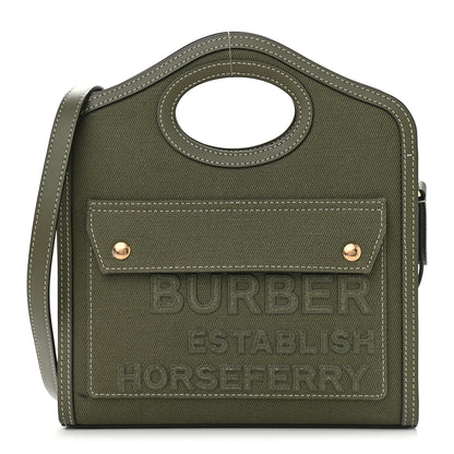 Burberry Canvas Calfskin Horseferry Print Mini Pocket Bag Dark Fern Green 1 of 9