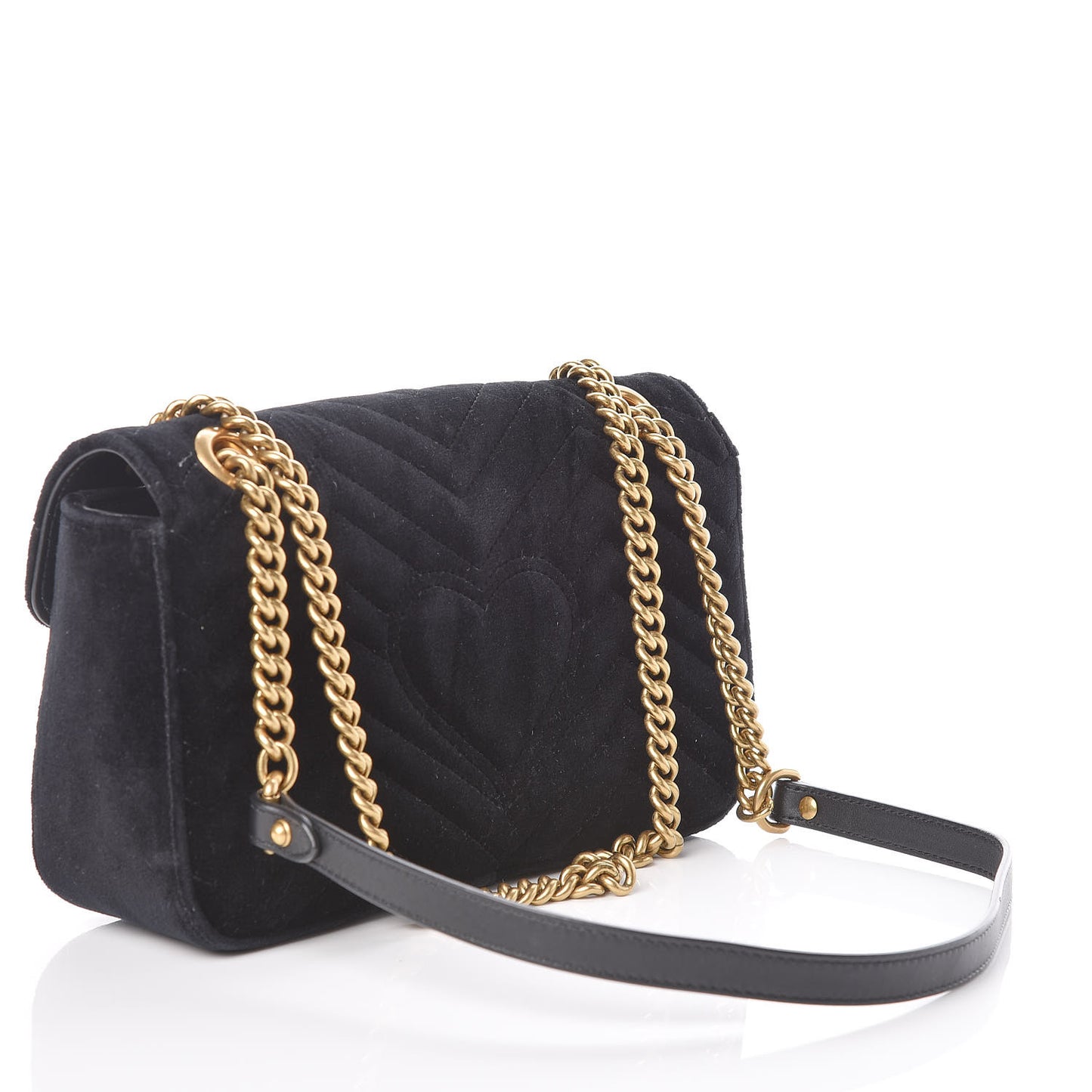 Velvet Matelasse Small GG Marmont Shoulder Bag Black