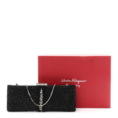 Salvatore Ferragamo Satin Sequin Kameron Clutch Black 11 of 11