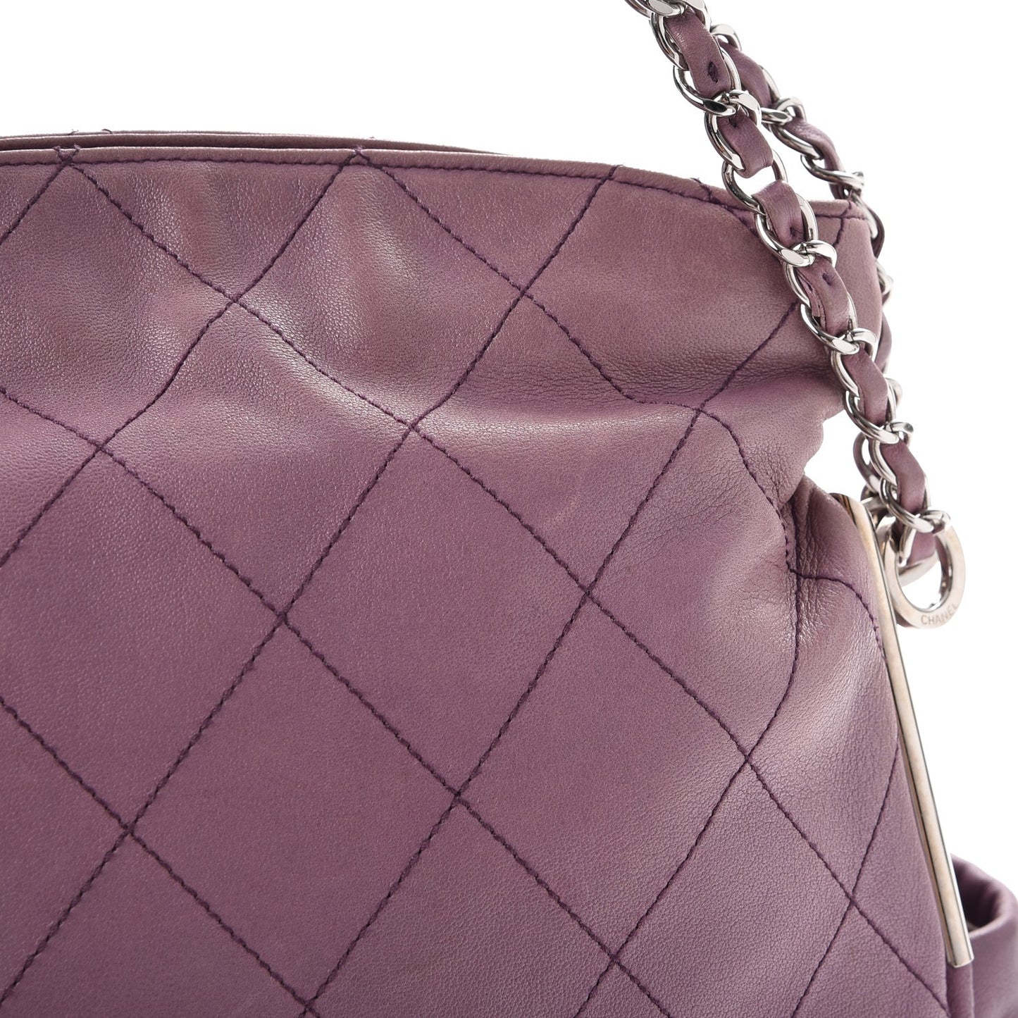 Lambskin Stitched Medium Ultimate Soft Tote Light Purple
