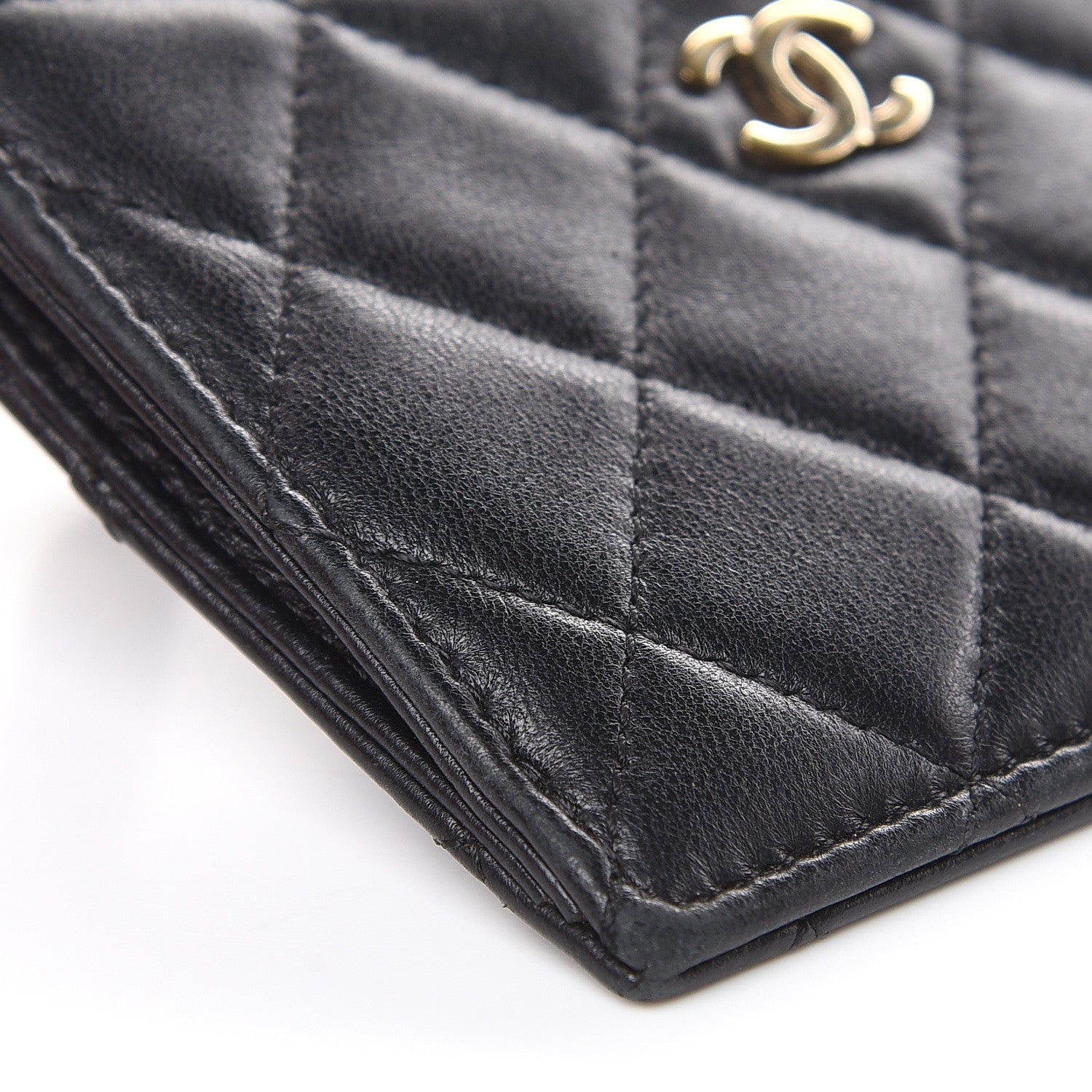 Chanel Lambskin Quilted Zip Card Holder Black 9 of 14