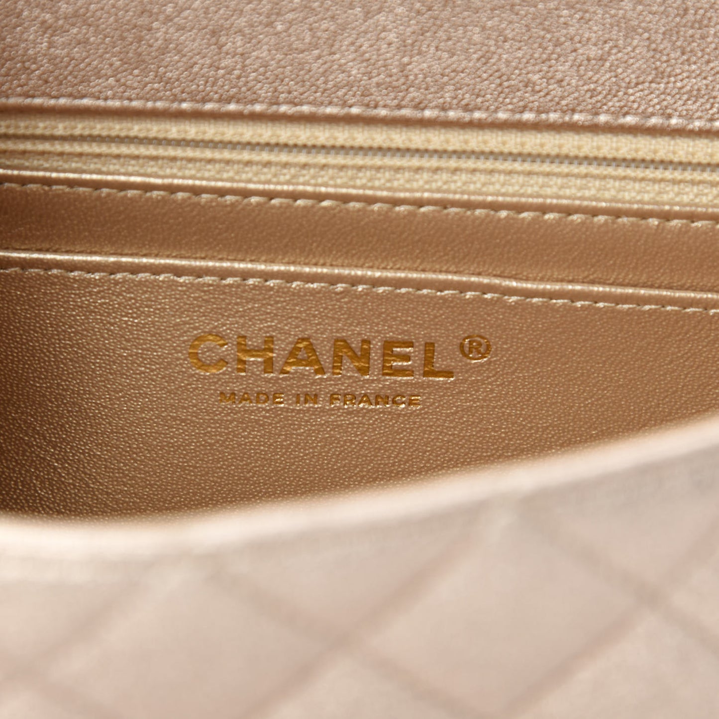 Metallic Lambskin Quilted Mini Rectangular Flap Gold