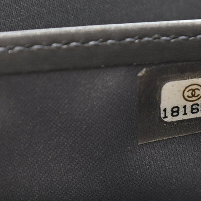Chanel Iridescent Calfskin Quilted Tartan Button Zip Around Wallet Grey 8 of 8