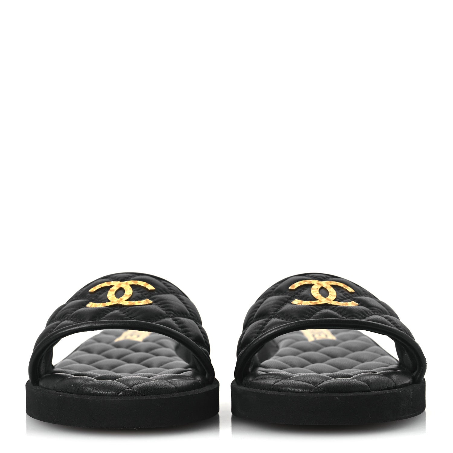 Chanel Lambskin Quilted Textured CC Mules Sandals 39 Black 2 of 11