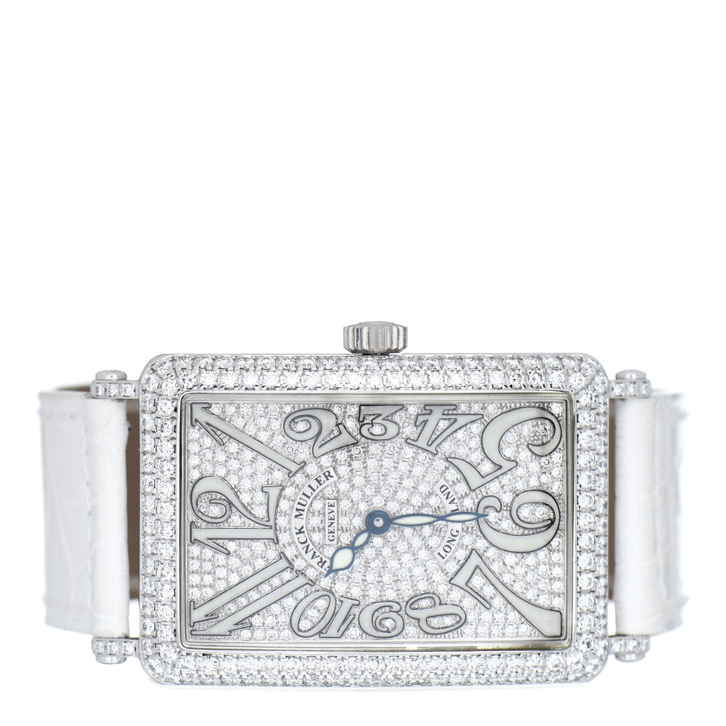 18K White Gold Alligator Diamond Pave 30mm Long Island Automatic Watch 1150SCDCD