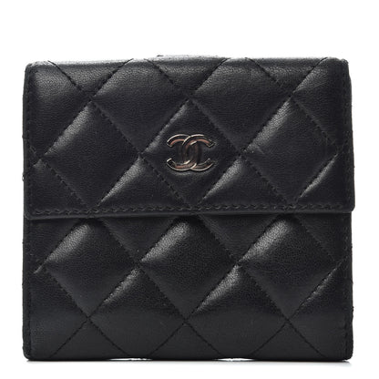 Chanel Lambskin Quilted Compact French Flap Wallet Black 1 of 8