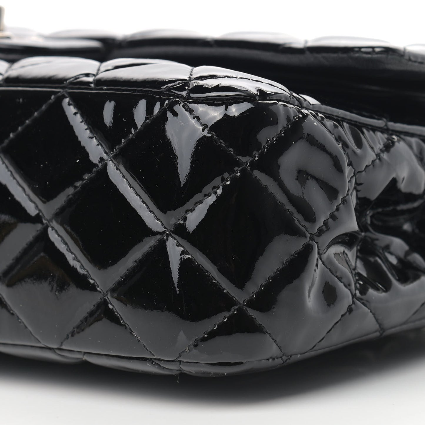 Patent Quilted Medium Double Flap Black