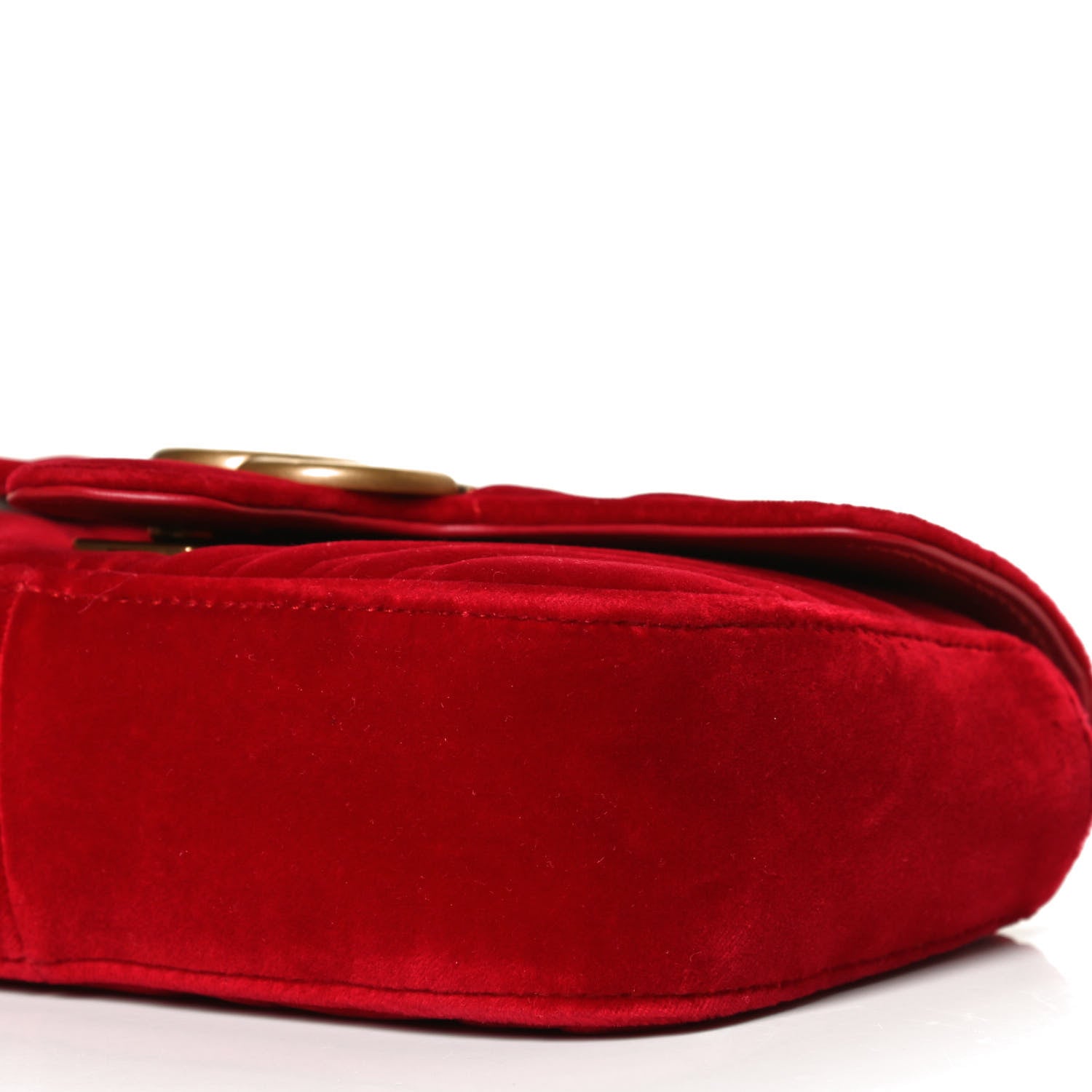 Gucci Velvet Matelasse Mini GG Marmont Shoulder Bag Hibiscus Red 11 of 12