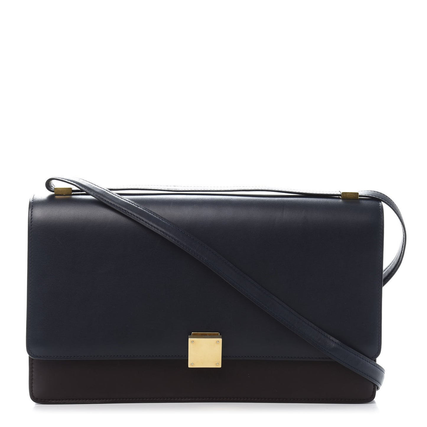 Calfskin Bicolor Medium Case Flap Navy Burgundy