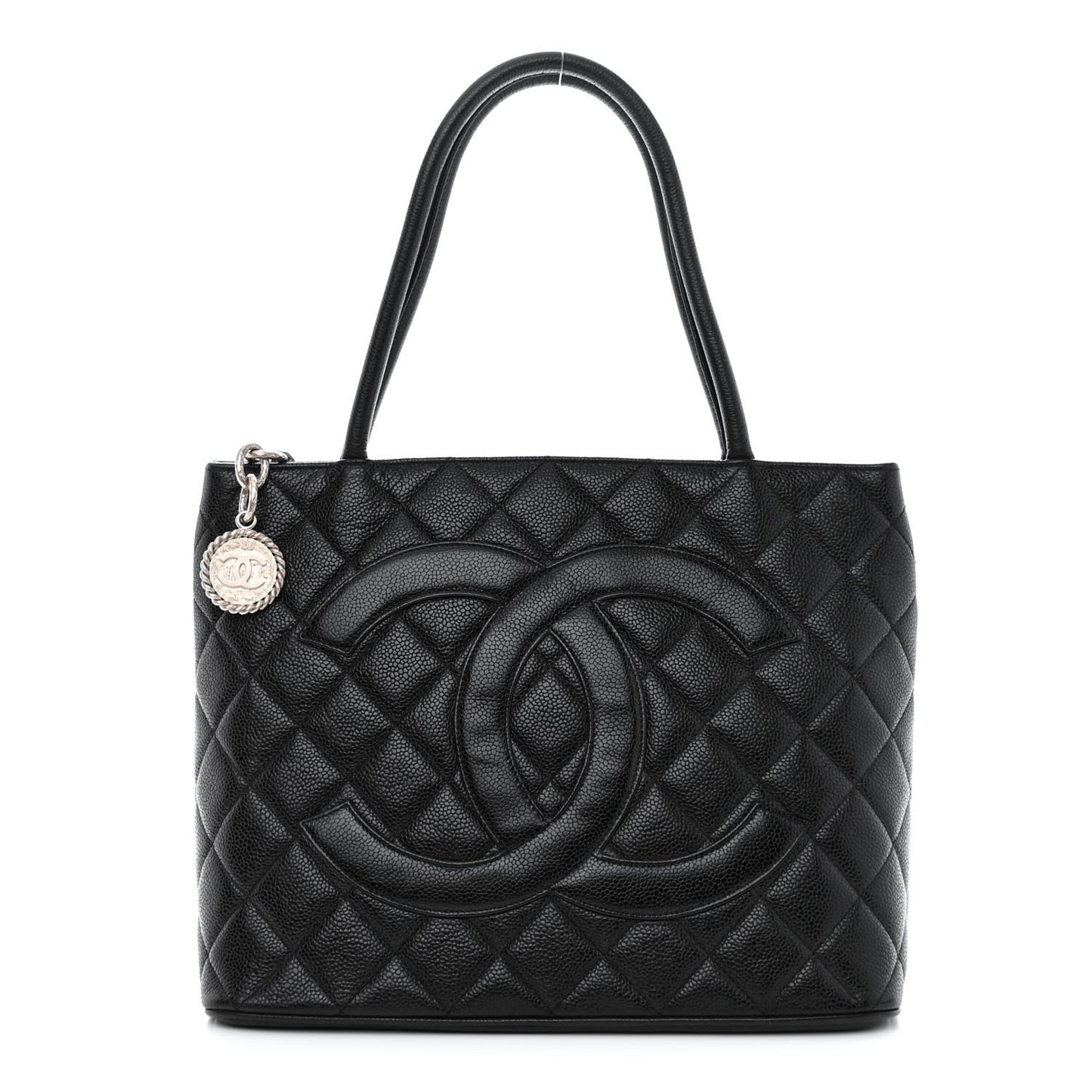 Caviar Quilted Medallion Tote Black