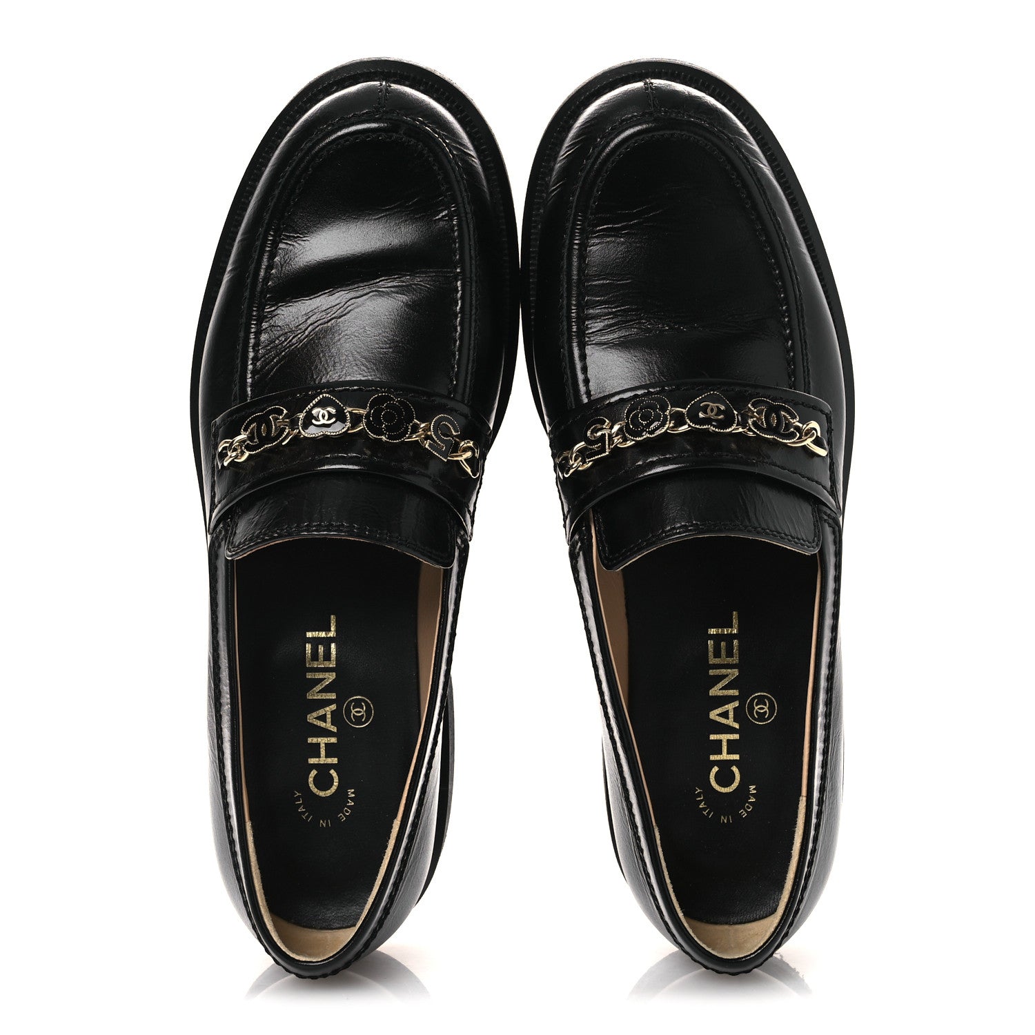 Chanel Calfskin Enamel Charms Mocassin Loafers 39.5 Black 4 of 24