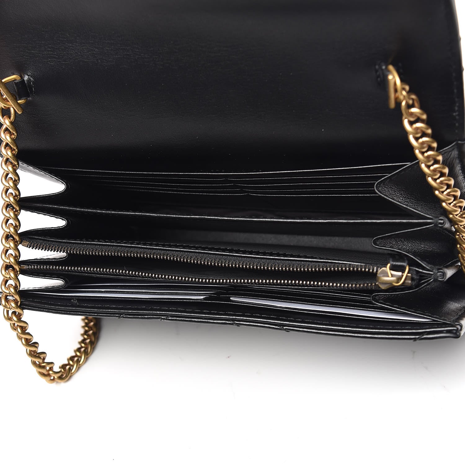 Gucci Calfskin Matelasse GG Marmont Chain Wallet Black 5 of 10