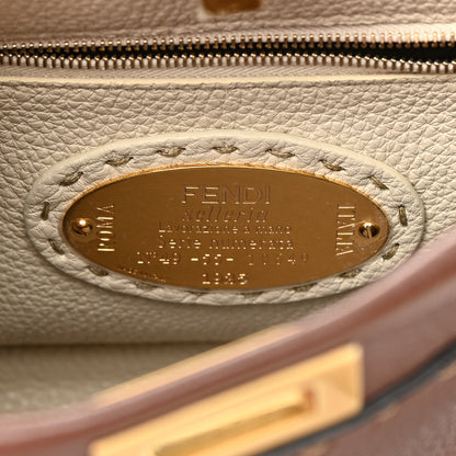 Fendi Cuoio Romano Snakeskin Selleria Bi-Color Mini Peekaboo Iconic Satchel Ghianda Camelia White 7 of 13