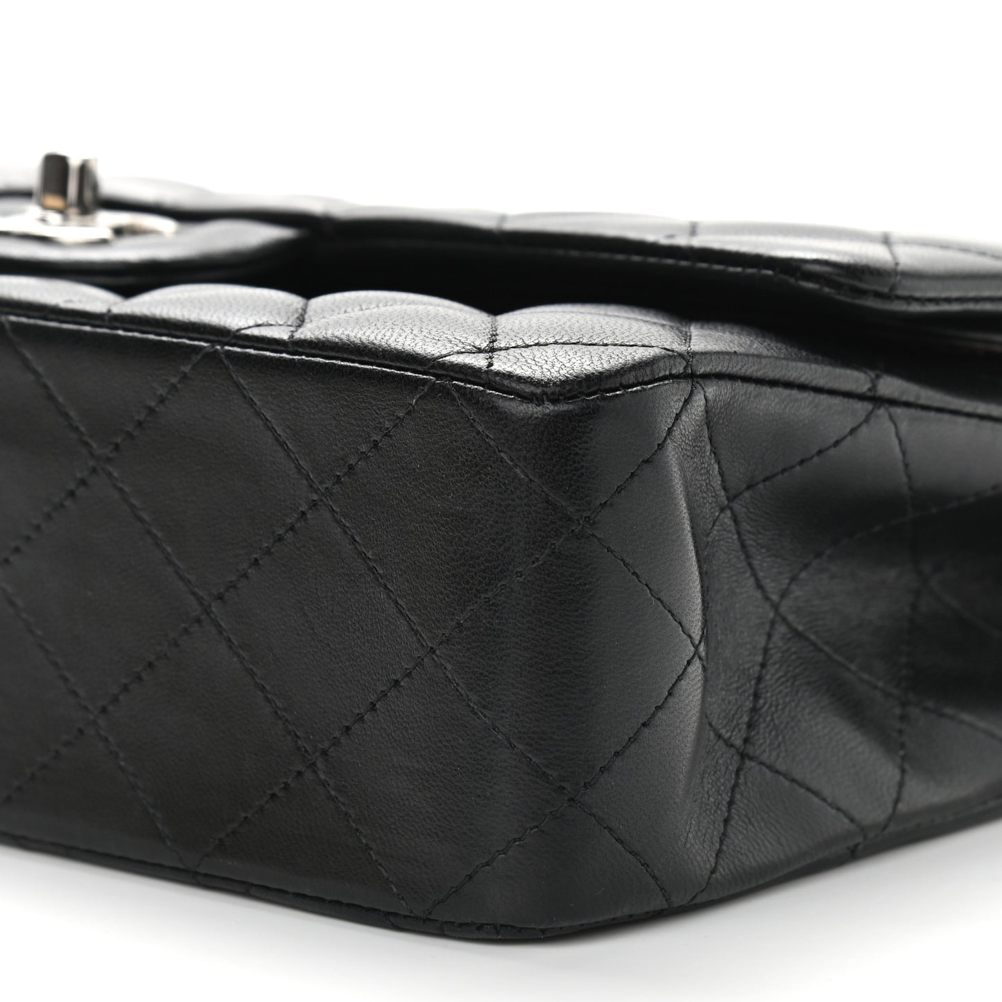 Lambskin Quilted Medium Double Flap Black