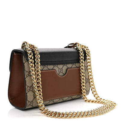 Gucci GG Supreme Monogram Calfskin Small Padlock Shoulder Bag Beige Black Cuir 2 of 11