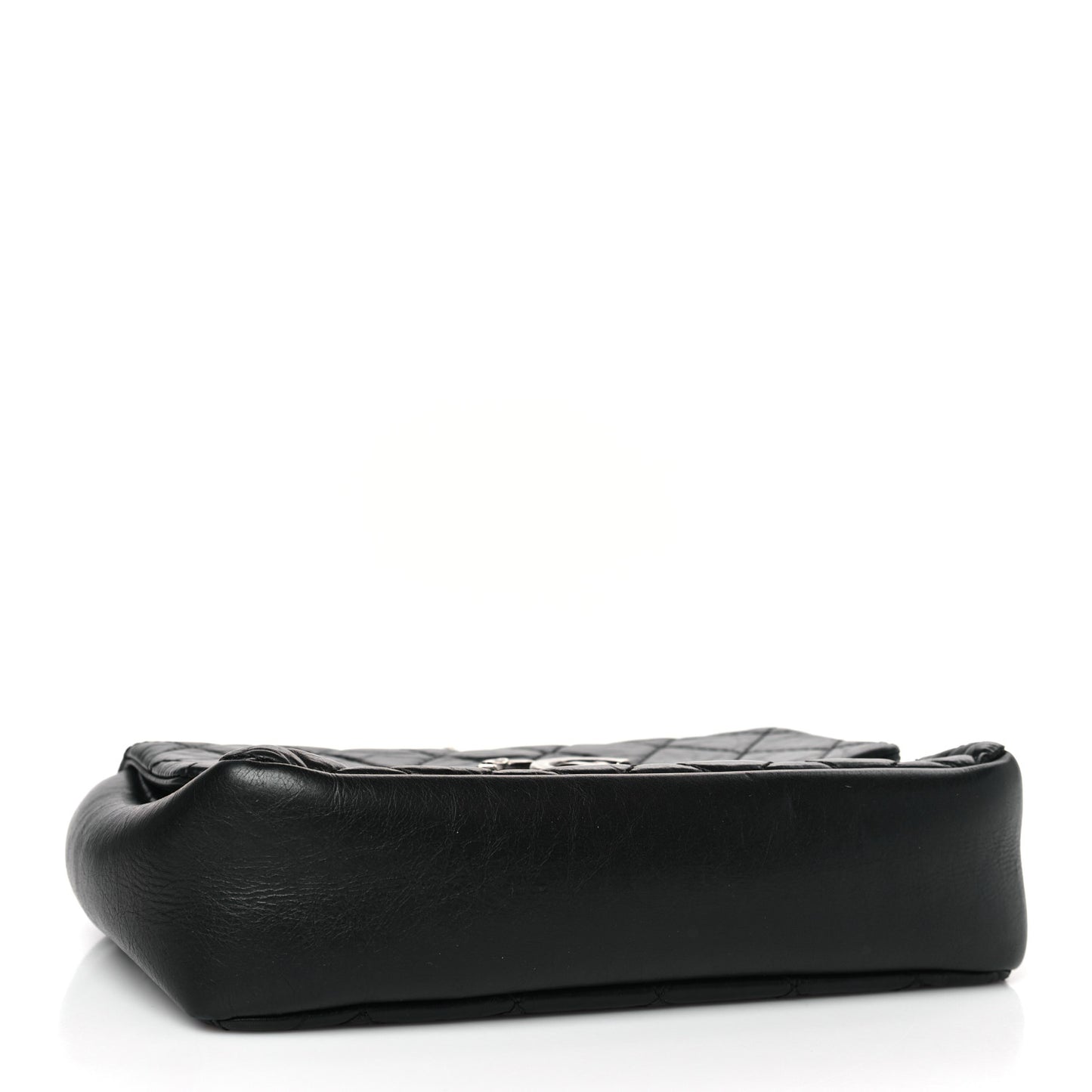Aged Calfskin Quilted CC Square Flap Black