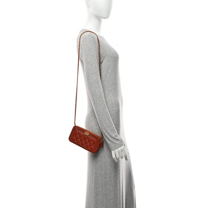 Chanel Lambskin Quilted Small Boy Clutch With Chain Orange 2 of 13