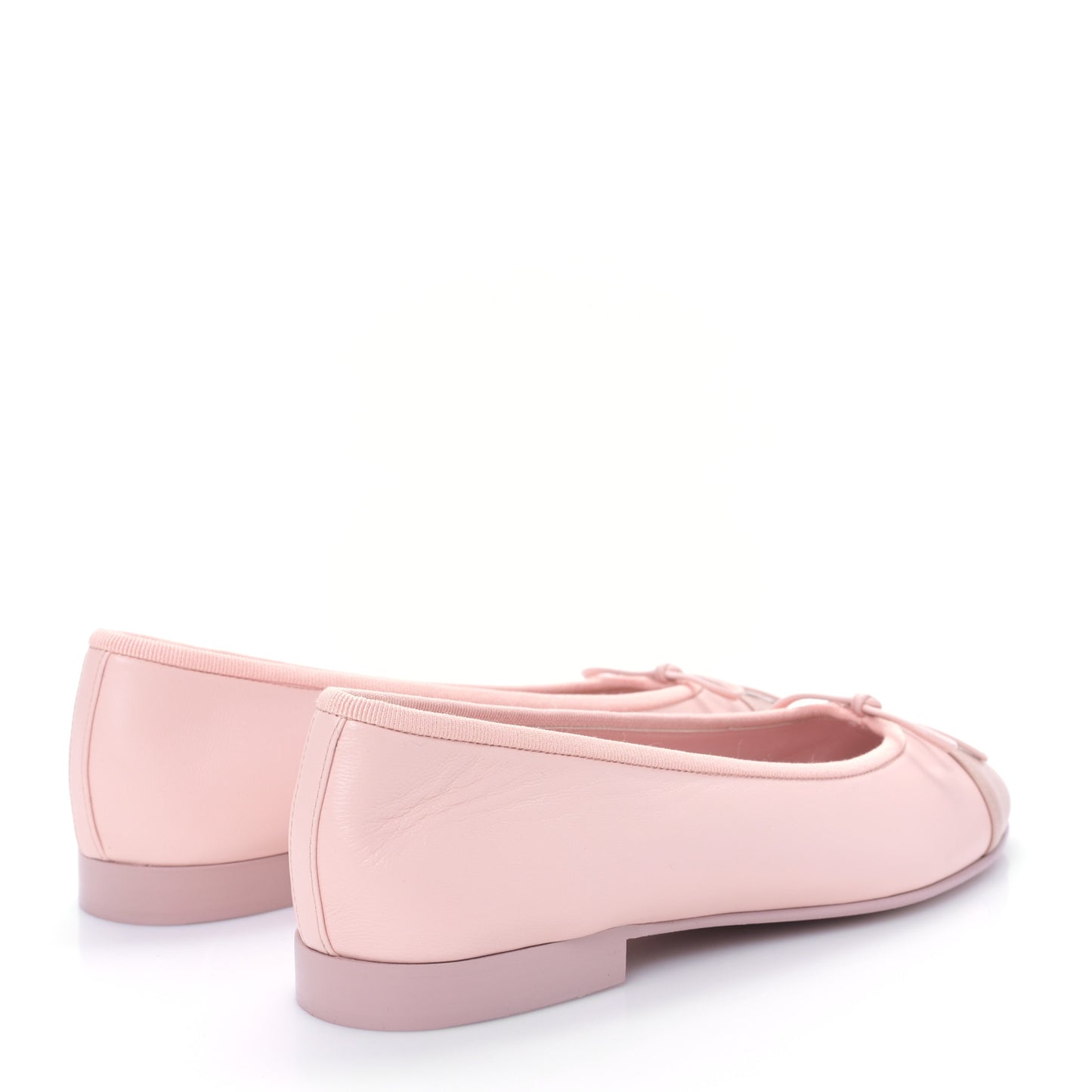 Lambskin Cap Toe CC Ballerina Flats 36.5 Light Pink Dark Pink