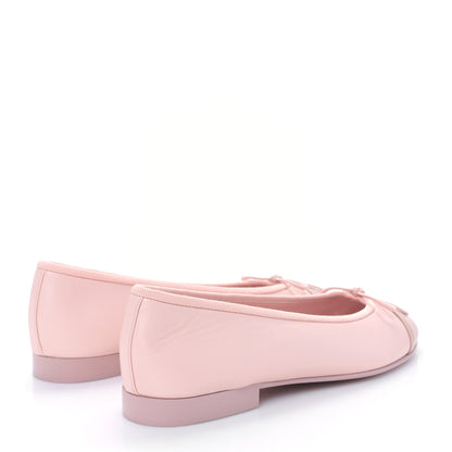 Chanel Lambskin Cap Toe CC Ballerina Flats 36.5 Light Pink Dark Pink 4 of 8