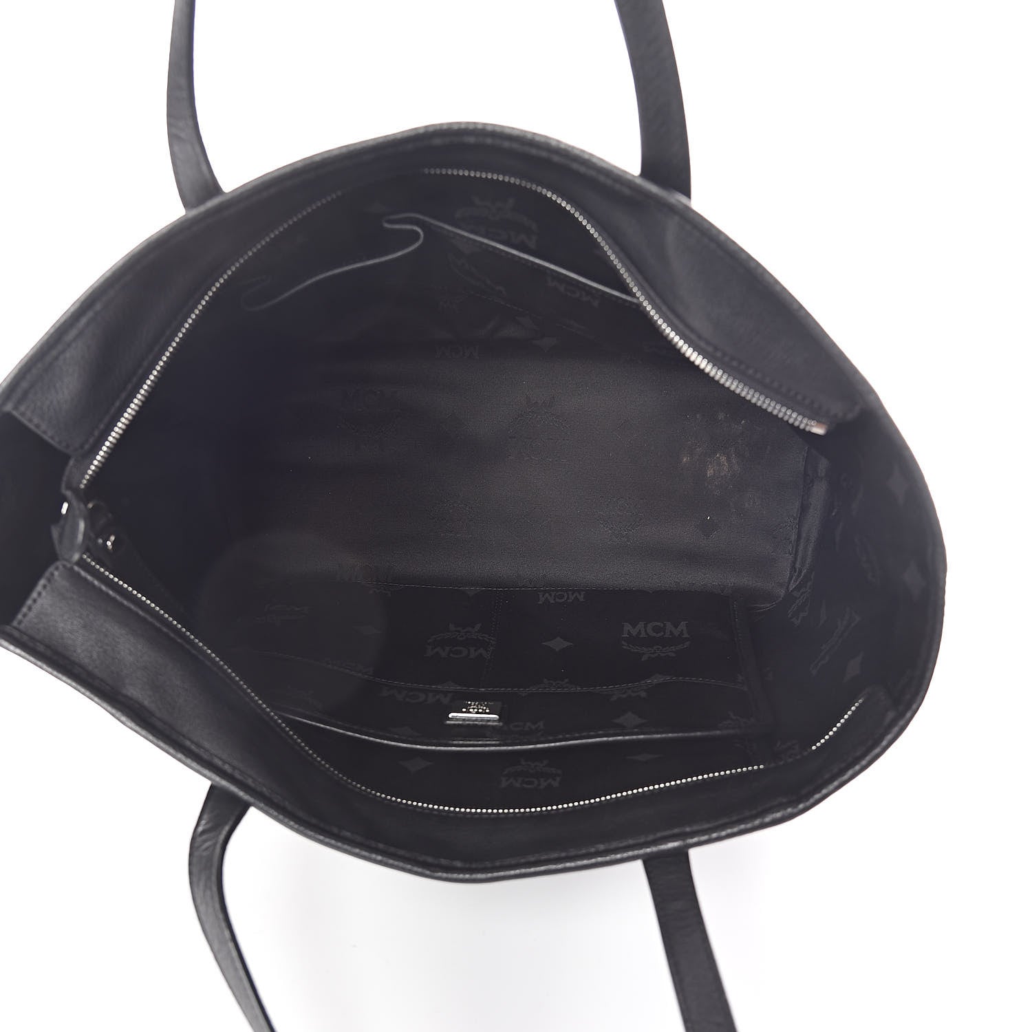 MCM Visetos Medium Anya Zip Top Shopper Tote Black 5 of 9