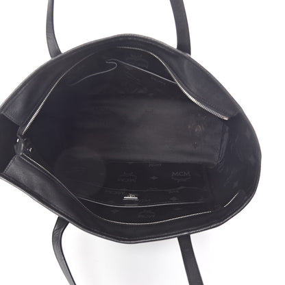 MCM Visetos Medium Anya Zip Top Shopper Tote Black 5 of 9