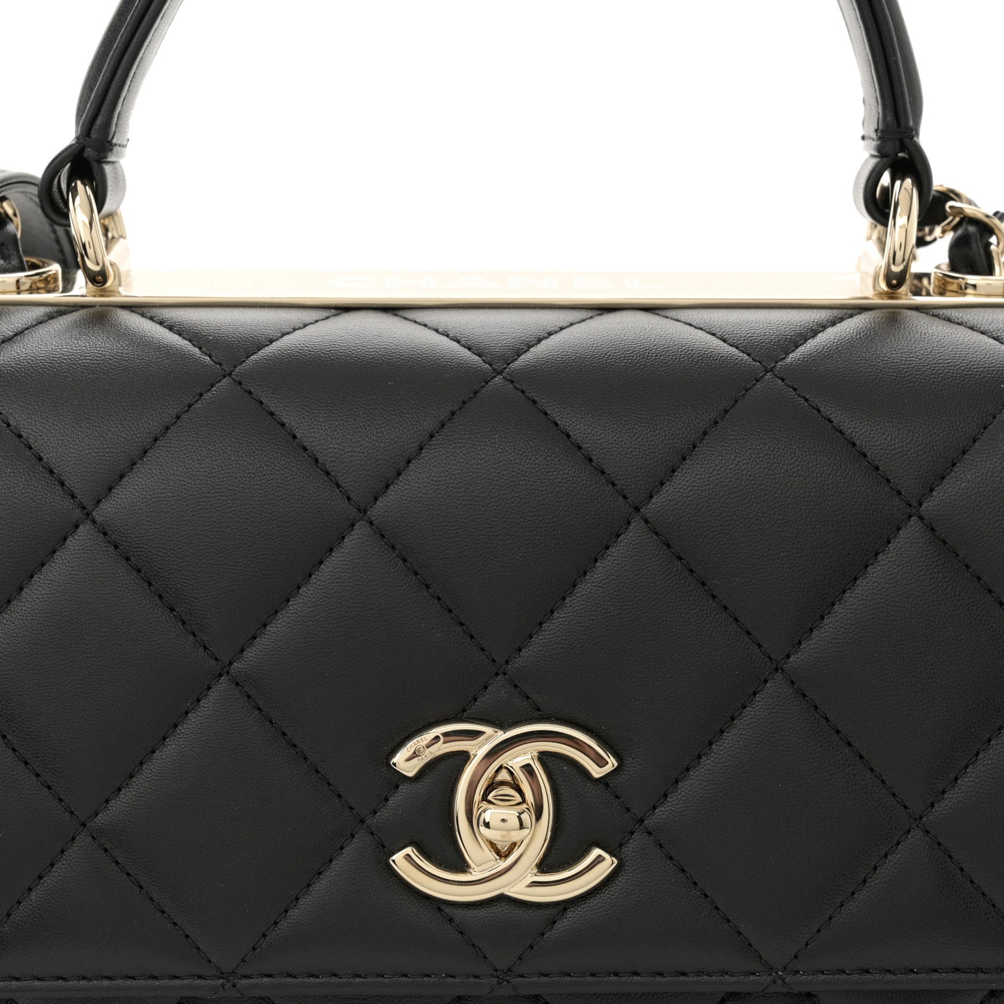 Lambskin Quilted Medium Trendy CC Flap Dual Handle Bag Black
