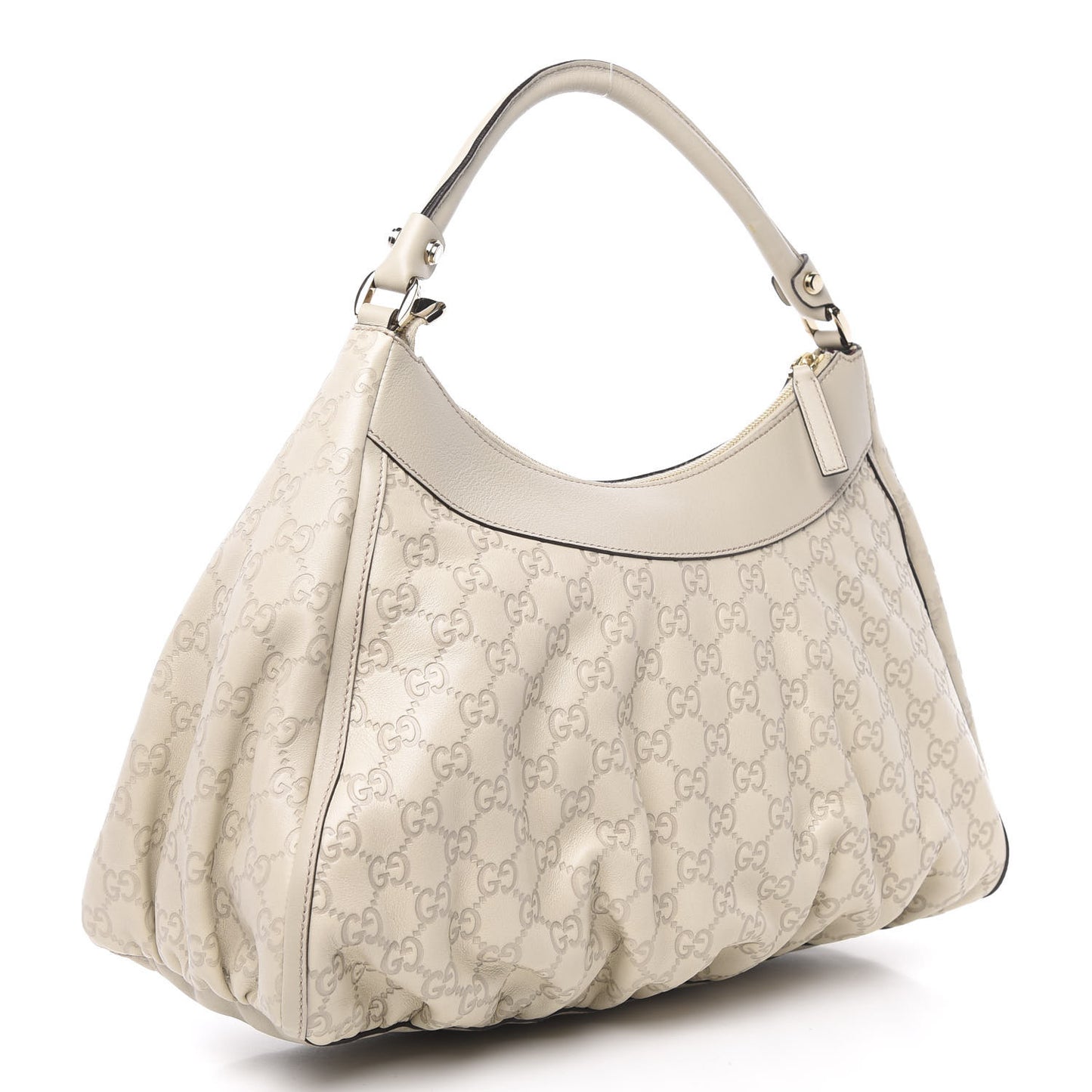 Guccissima Large D Gold Ring Hobo Off White