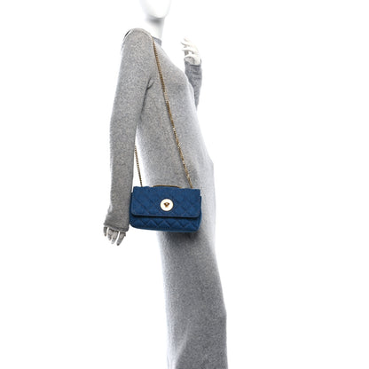 Versace Denim Quilted La Medusa Small Shoulder Bag Blue 2 of 9