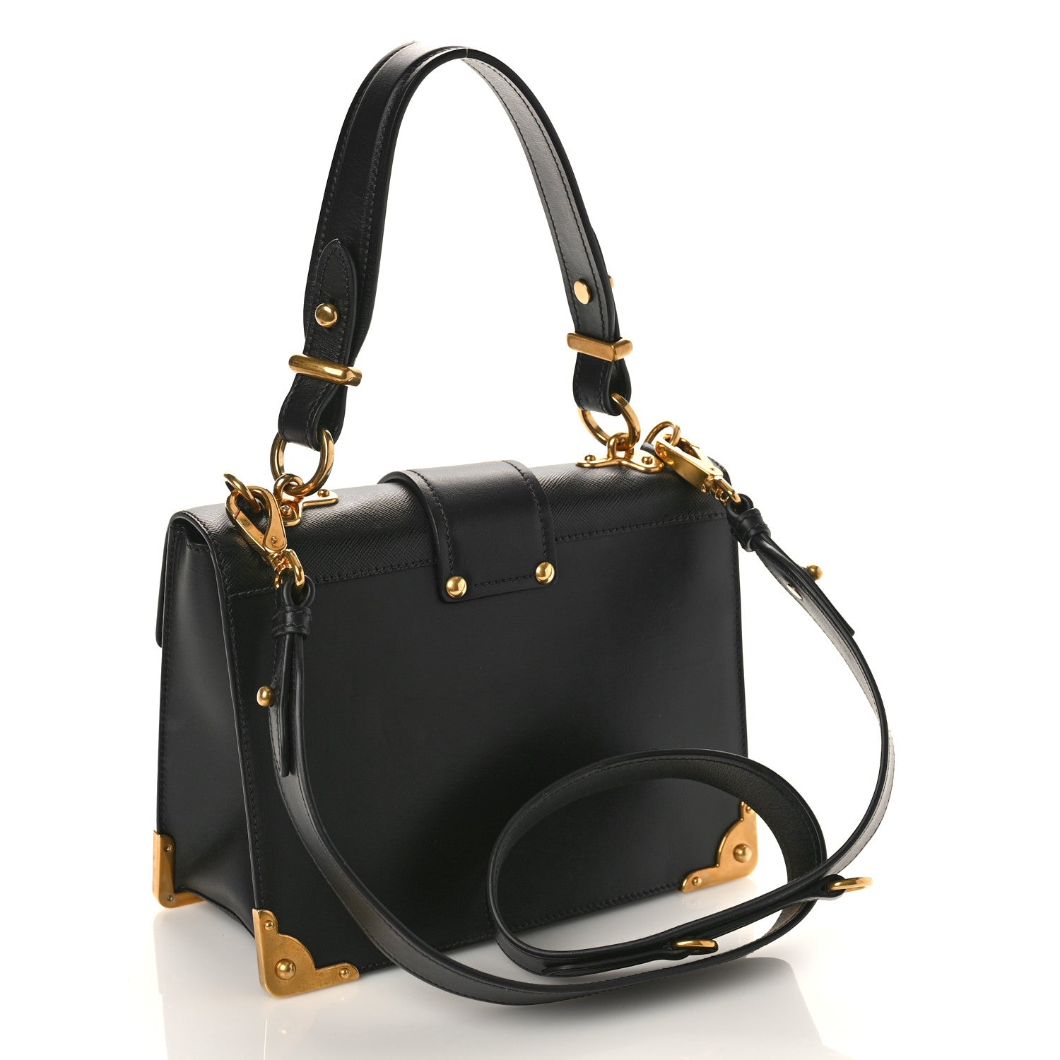 Prada Antic Soft Saffiano Lions Head Cahier Shoulder Bag Black 3 of 8