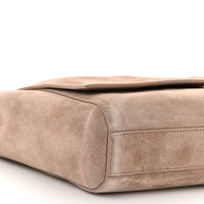 Saint Laurent Smooth Calfskin Suede Medium Reversible Monogram Kate Satchel Taupe 13 of 16
