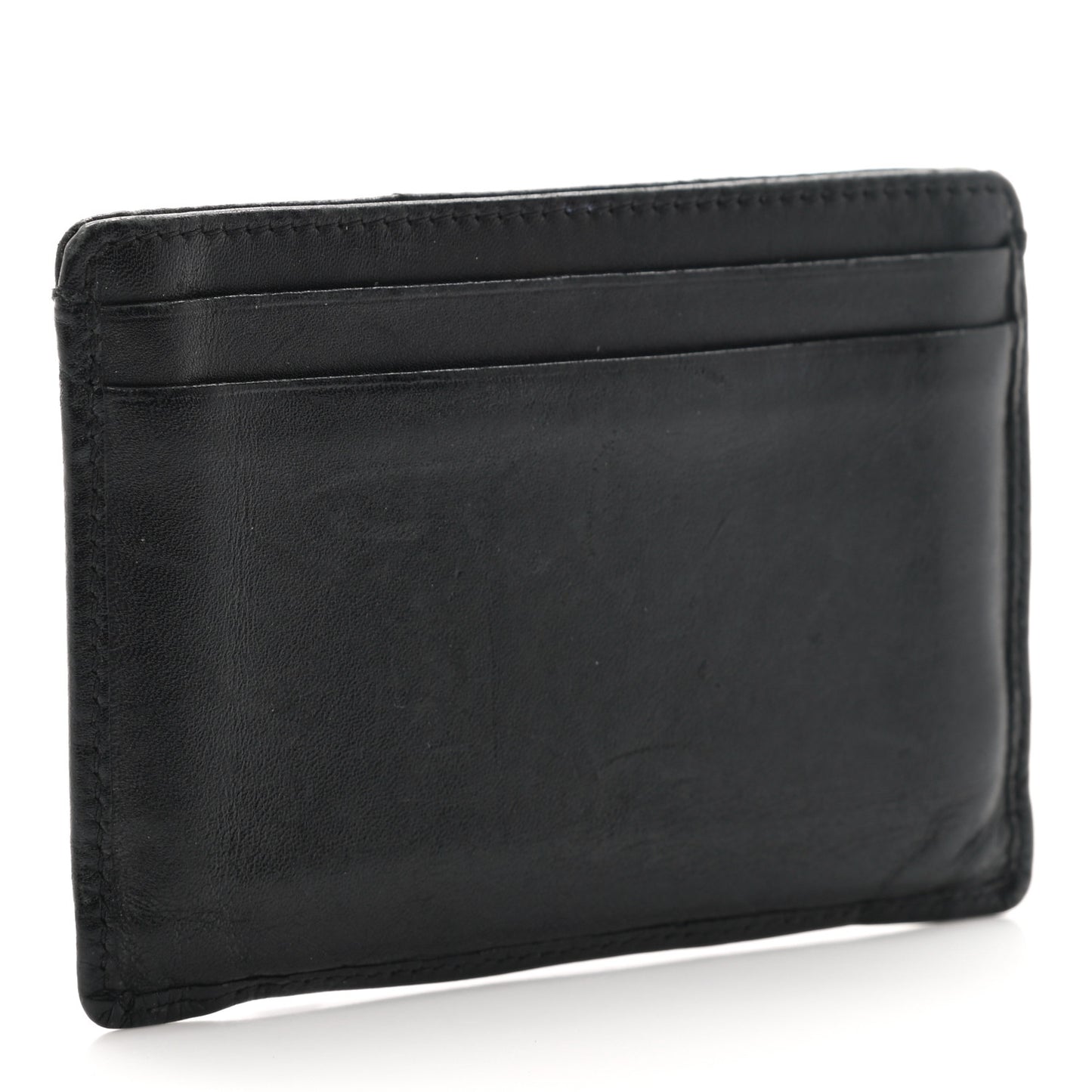 Calfskin Quilted Cambon Card Holder Black