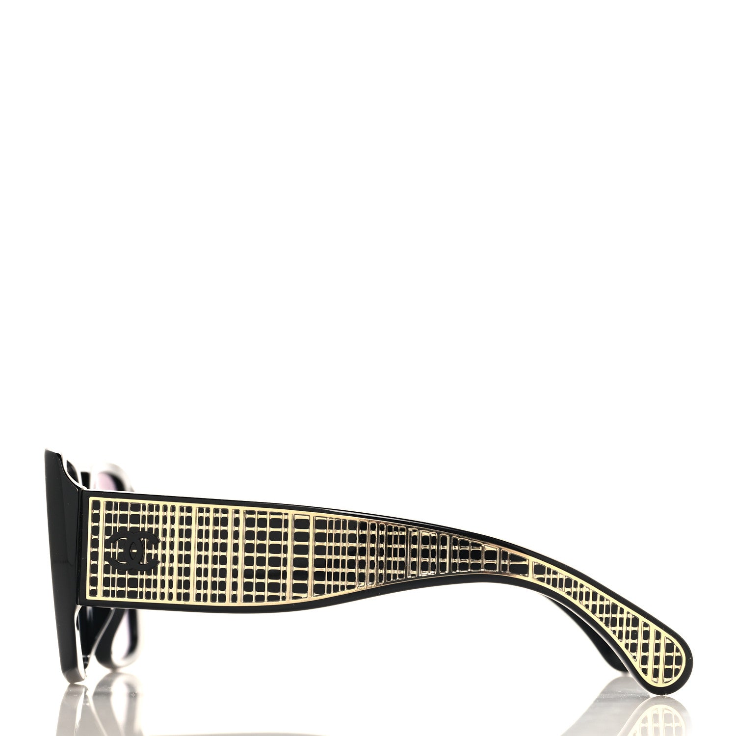 Chanel Acetate Rectangle Sunglasses 71551A Black Gold 3 of 7