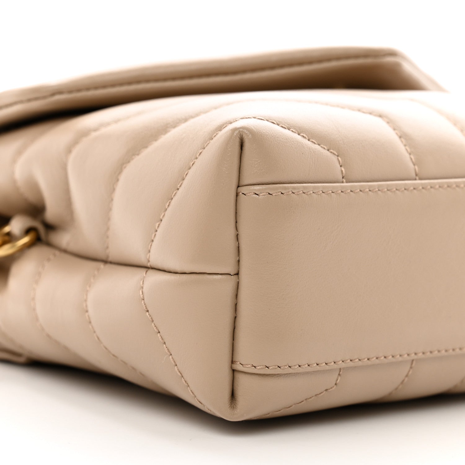 Saint Laurent Calfskin Y Quilted Monogram Toy Loulou Crossbody Bag Latte 9 of 10