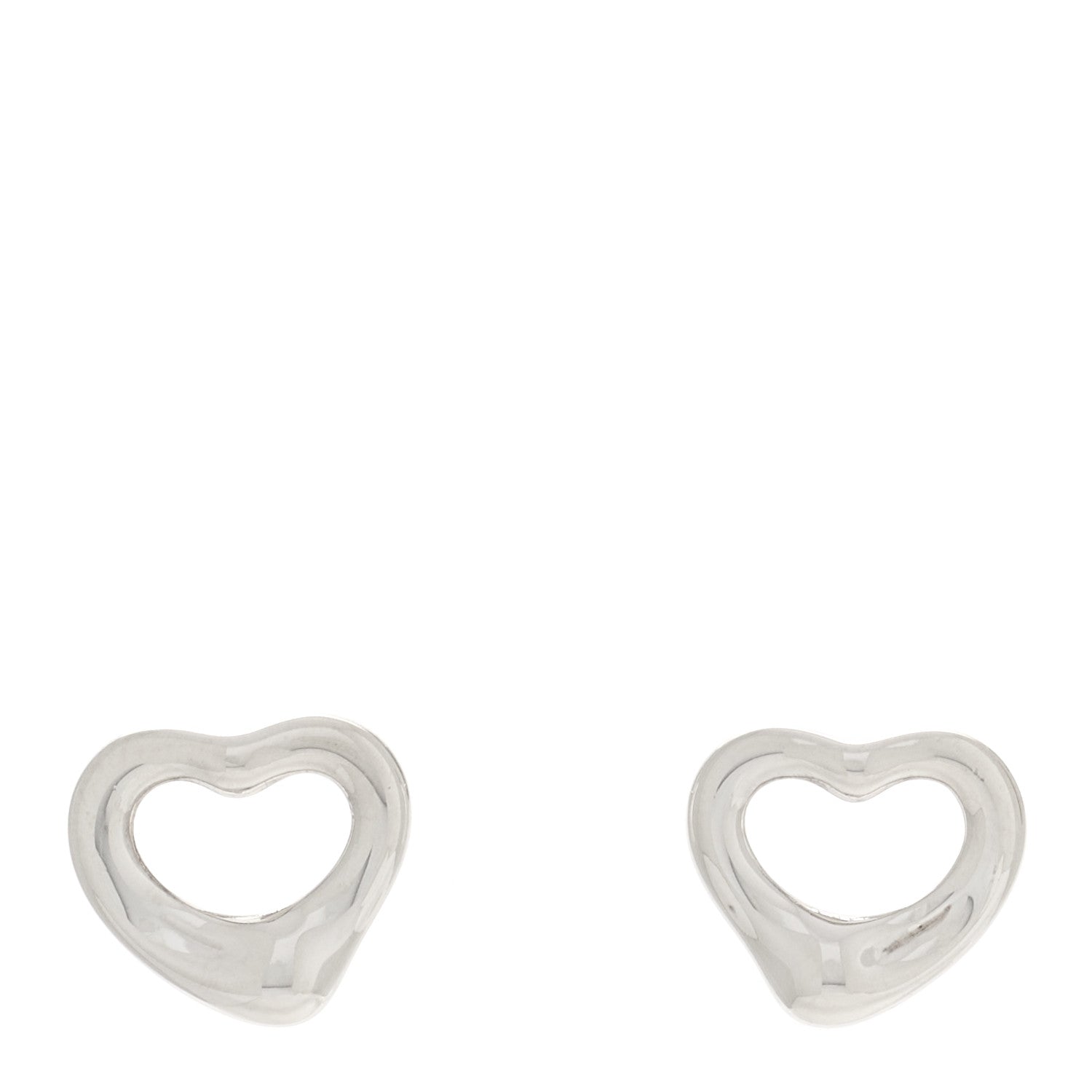 Tiffany Sterling Silver Elsa Peretti 11mm Open Heart Earrings 1 of 5