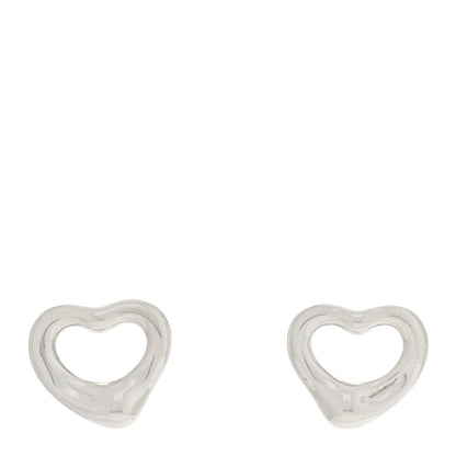 Tiffany Sterling Silver Elsa Peretti 11mm Open Heart Earrings 1 of 5