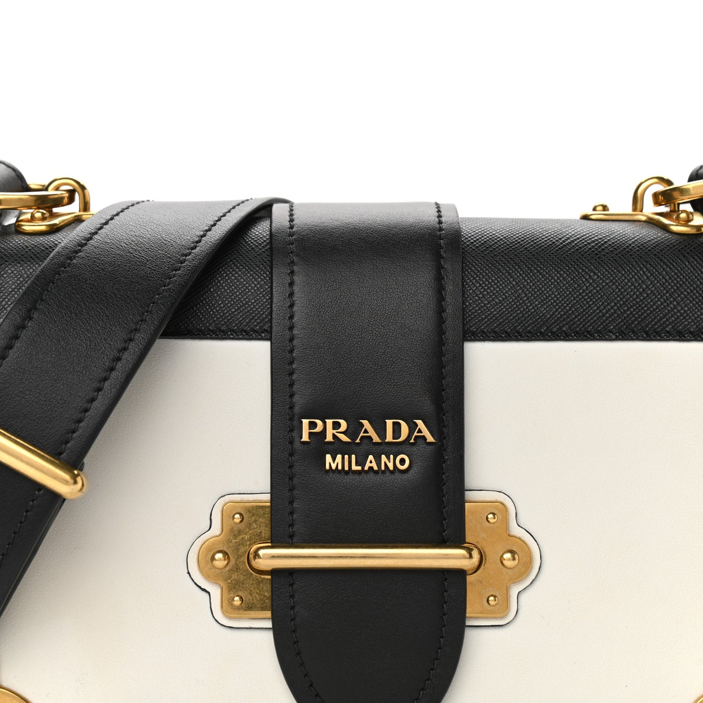 City Calf Saffiano Large Cahier Bag White Black