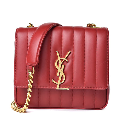 Saint Laurent Lambskin Matelasse Monogram Medium Vicky Chain Bag Rouge Eros 1 of 12