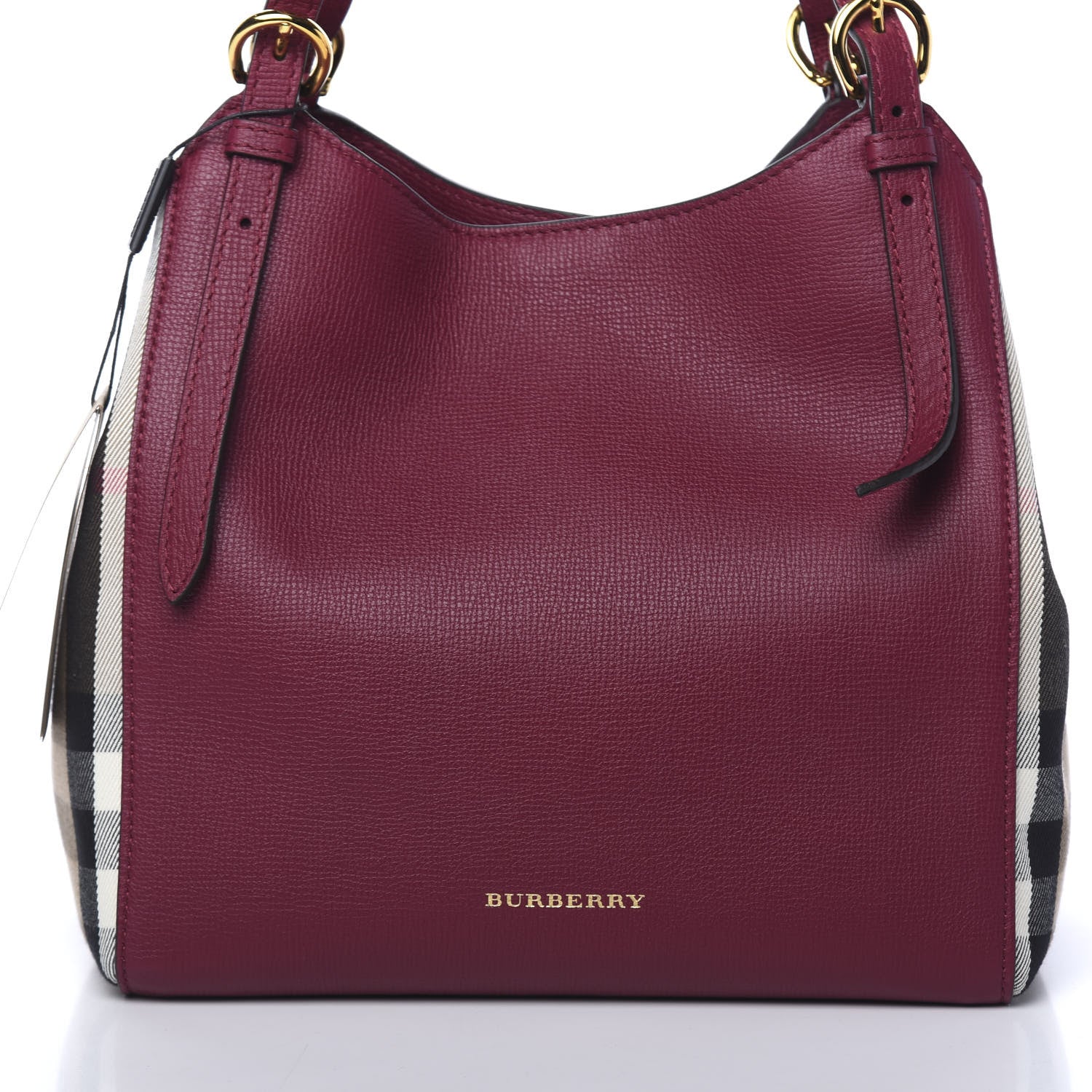 Burberry Grainy Calfskin House Check Small Canterbury Tote Berry Pink 10 of 12