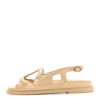 Chanel Crumpled Shiny Lambskin CC Cut Out Dad Sandals 39 Beige 1 of 9