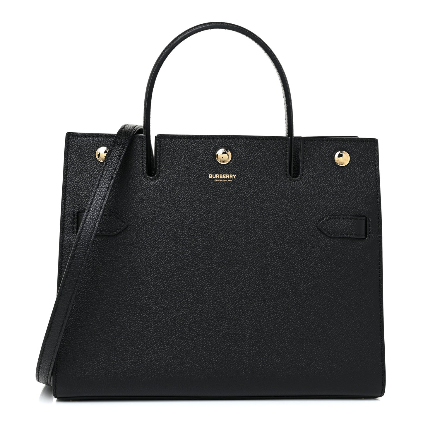 Grainy Calfskin Small Title Bag Black