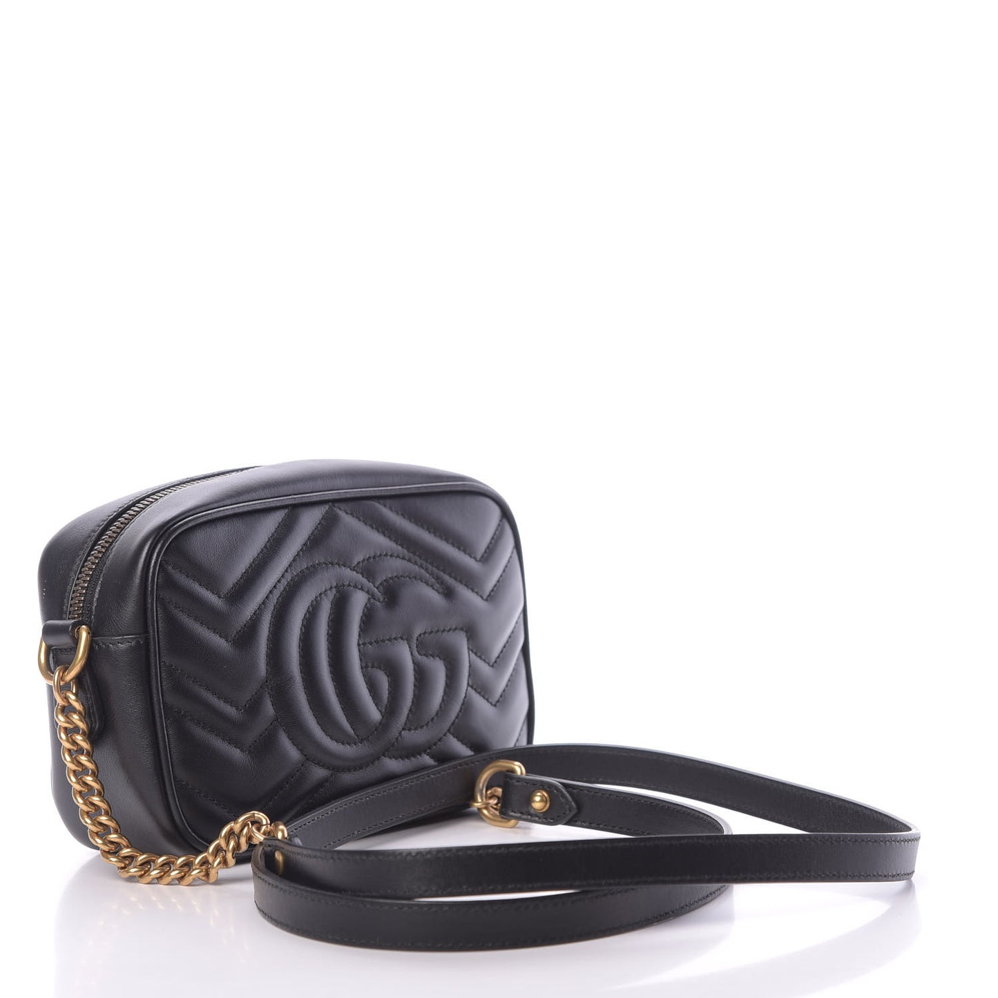Calfskin Matelasse Mini GG Marmont Chain Shoulder Bag Black