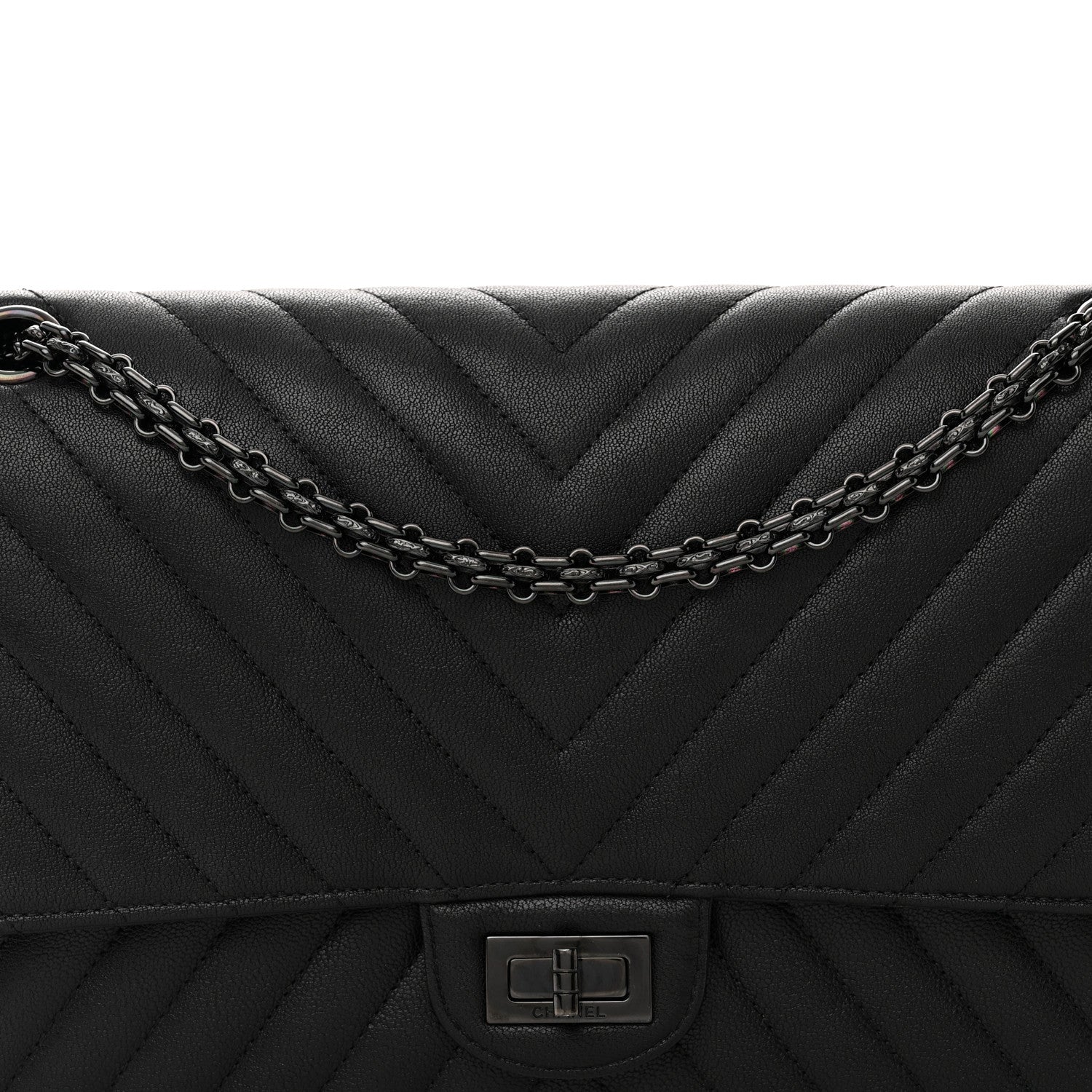 Chanel Sheepskin Chevron Quilted 2.55 Reissue 226 Flap So Black 8 of 13