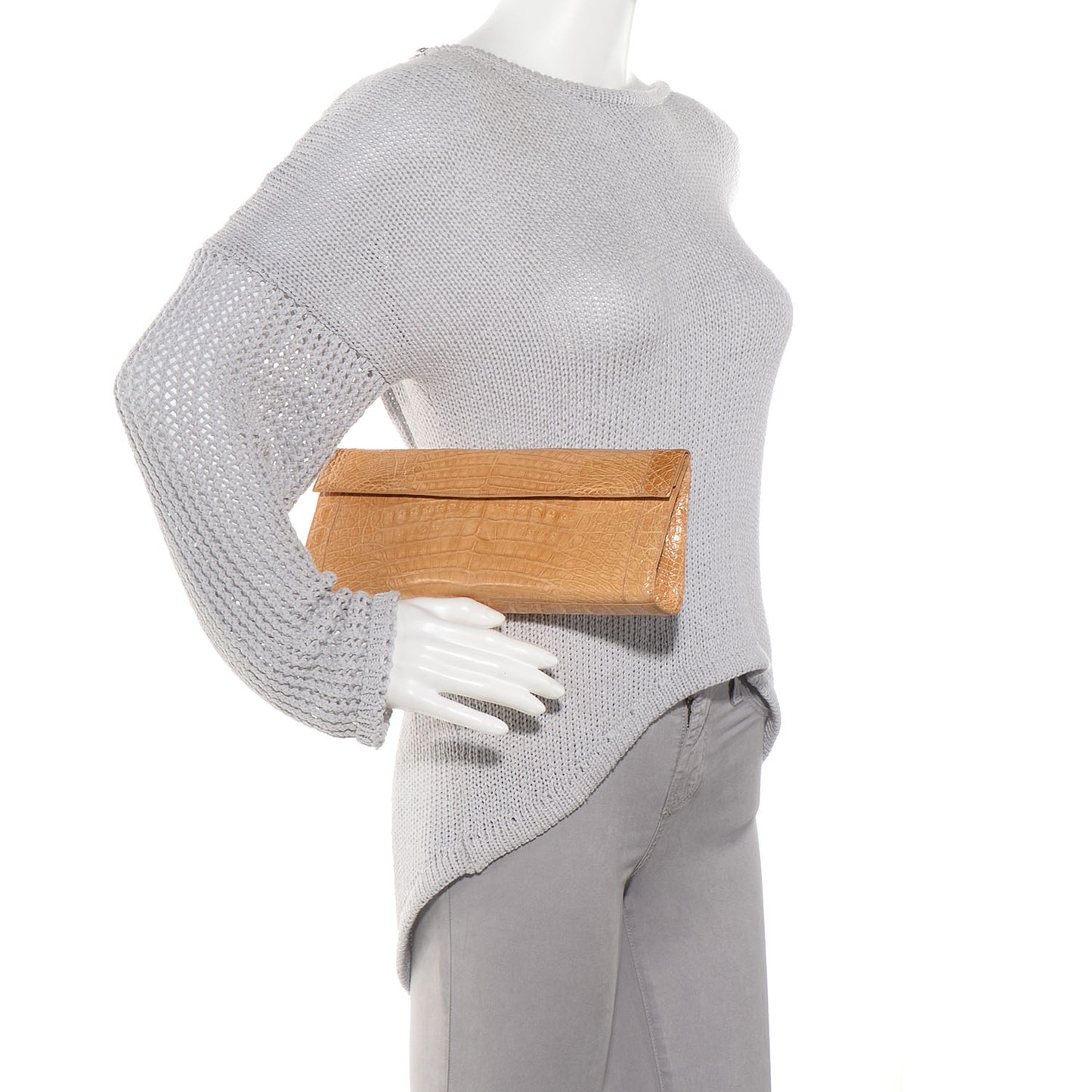 Crocodile Clutch Beige