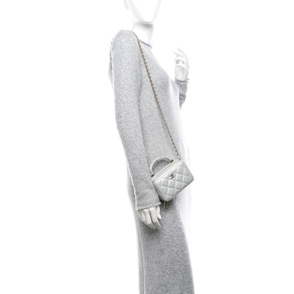Chanel Metallic Lambskin Quilted Top Handle Vanity Case Silver 2 of 11