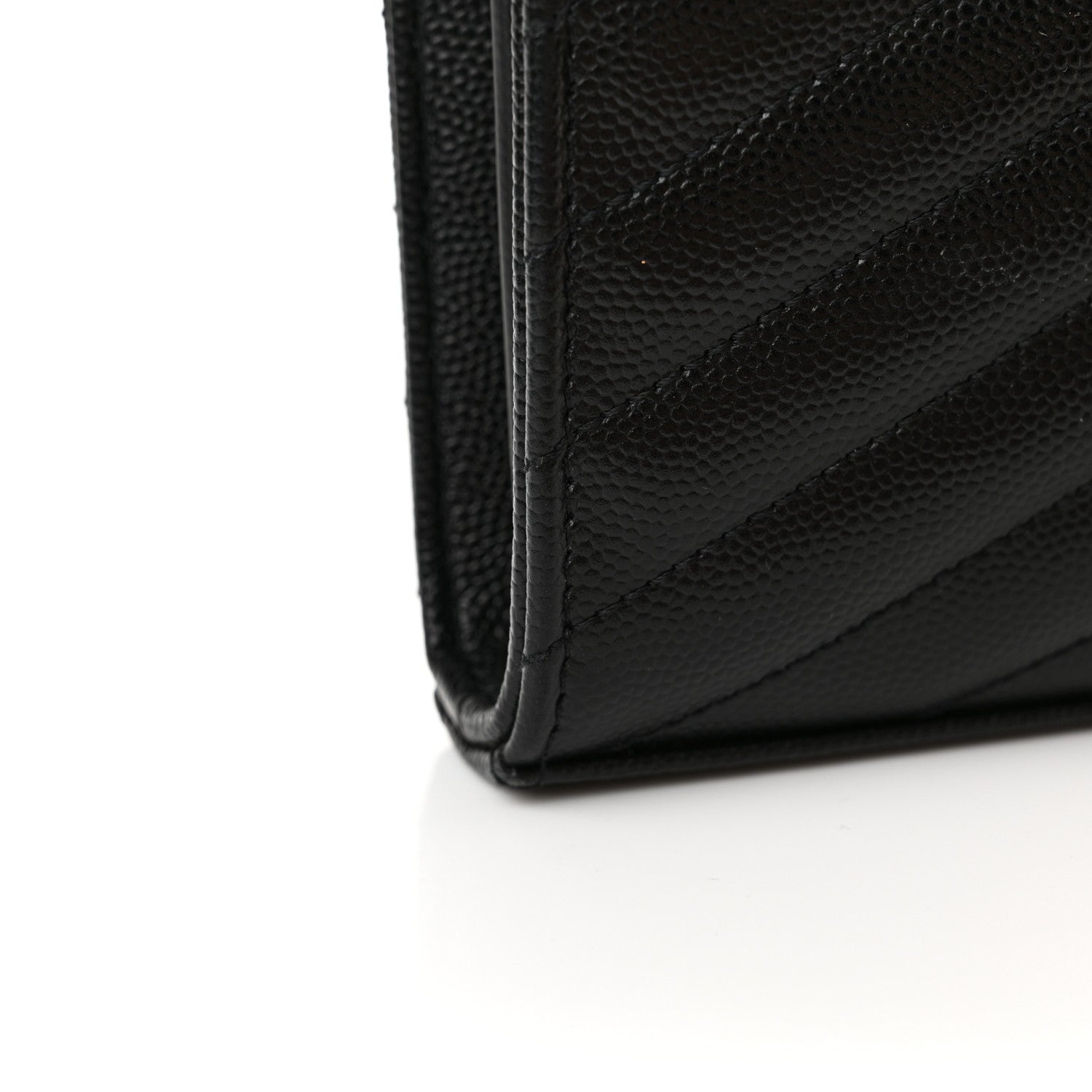 Saint Laurent Grain De Poudre Matelasse Chevron Monogram Chain Wallet Black 12 of 13
