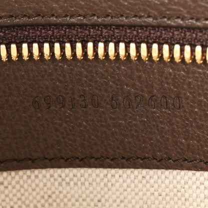 Gucci Monogram Jumbo GG Textured Dollar Calfskin Web Wristlet Messenger Bag Camel Ebony New Acero 7 of 11
