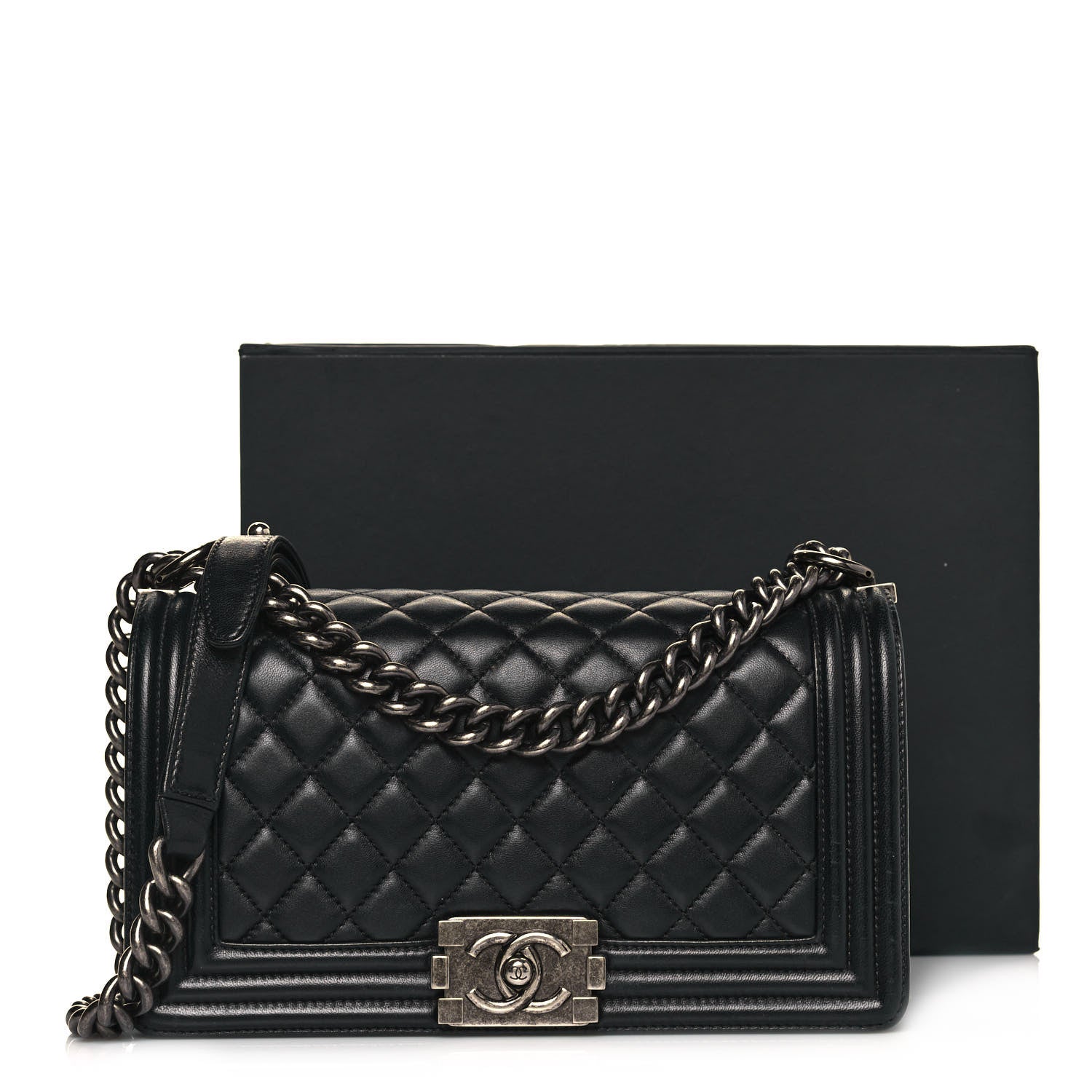 Chanel Lambskin Quilted Medium Boy Flap Black 13 of 13