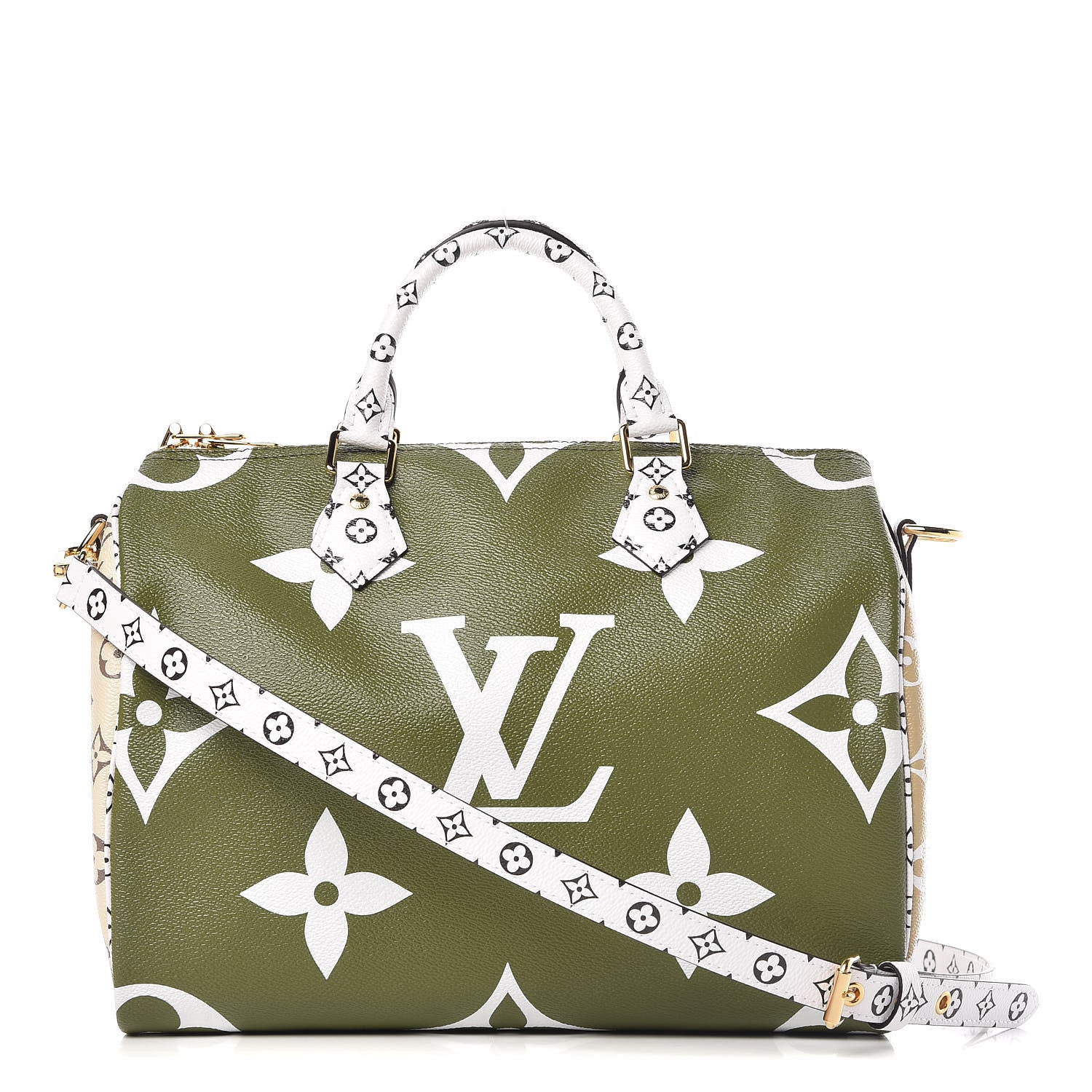 Louis Vuitton Monogram Giant Speedy Bandouliere 30 Kaki Beige 1 of 9